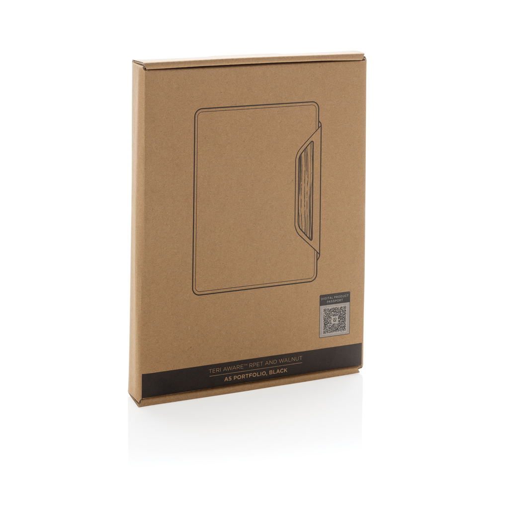 Teri AWARE™ A5 Portfolio aus RPET und Walnuss