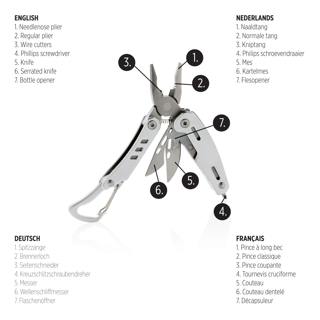Solid Mini-Multitool mit Karabiner Solid Mini-Multitool mit Karabiner