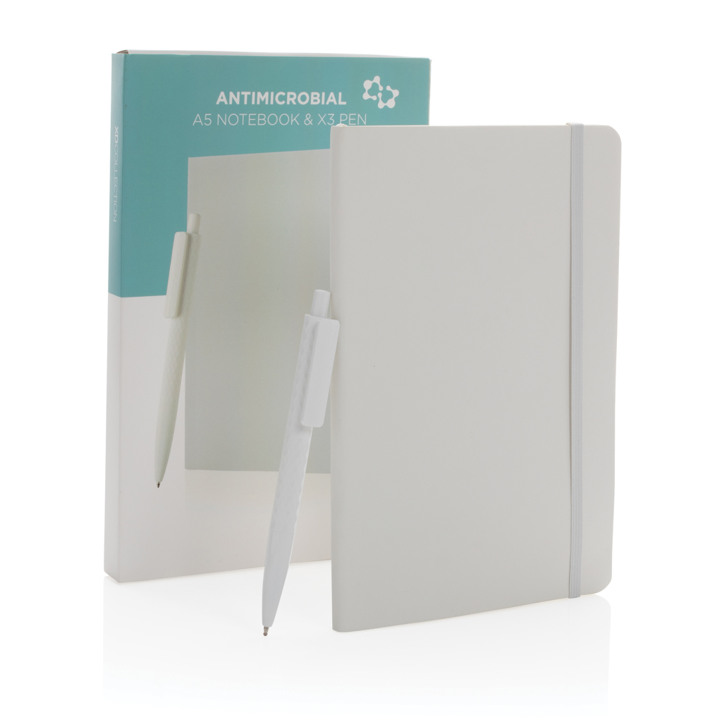 Antimikrobielles A5 Softcover Notizbuch mit X3 Stift
