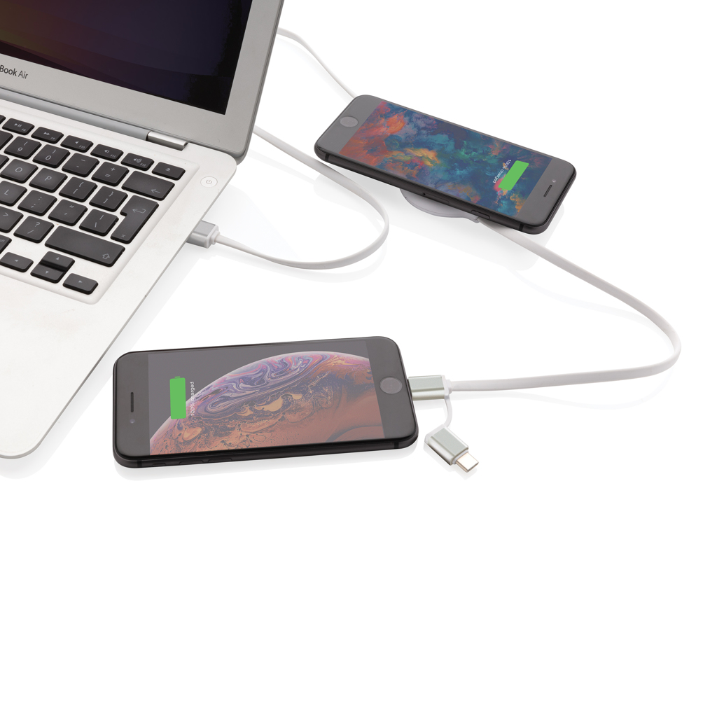3-in-1 Kabel mit 5W Bambus Wireless Charger