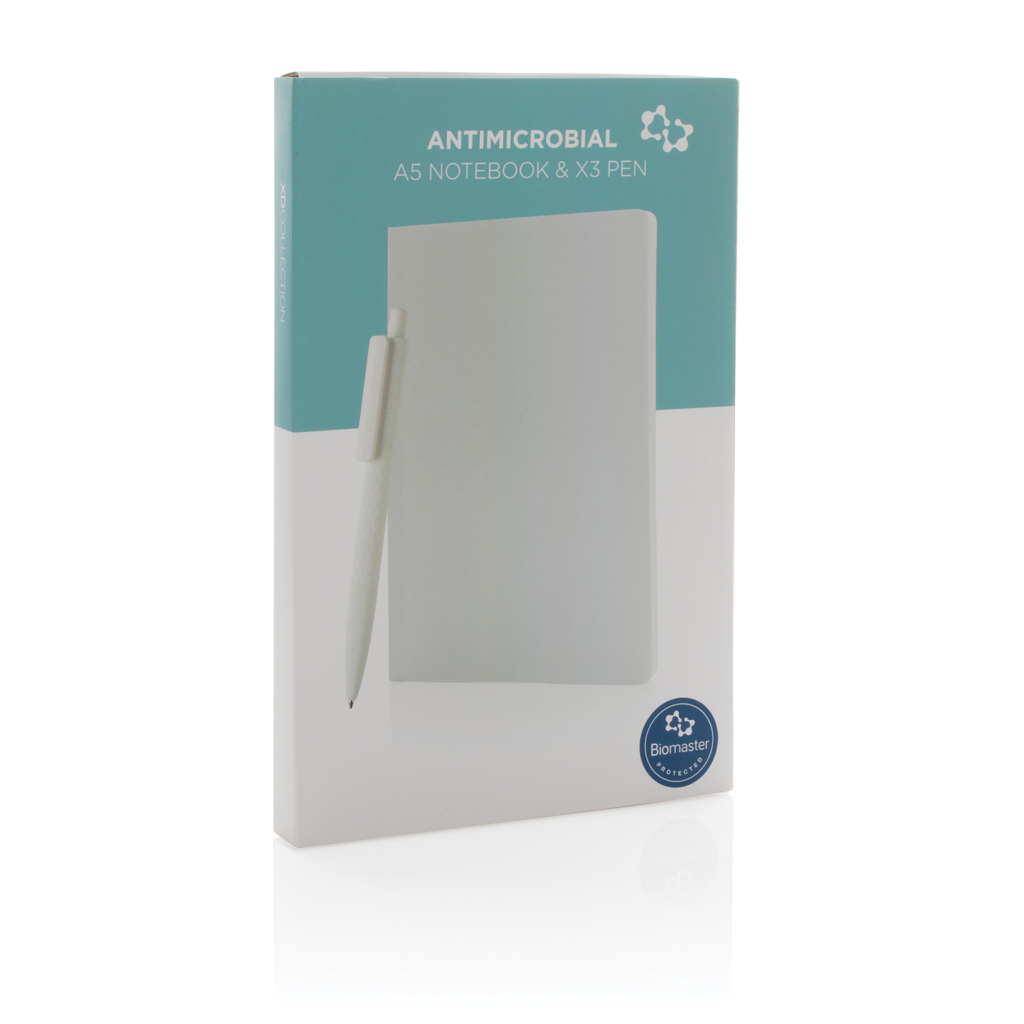 Antimikrobielles A5 Softcover Notizbuch mit X3 Stift