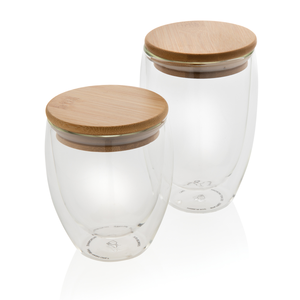 Doppelwandiges Borosilikatglas mit Bambusdeckel 250ml