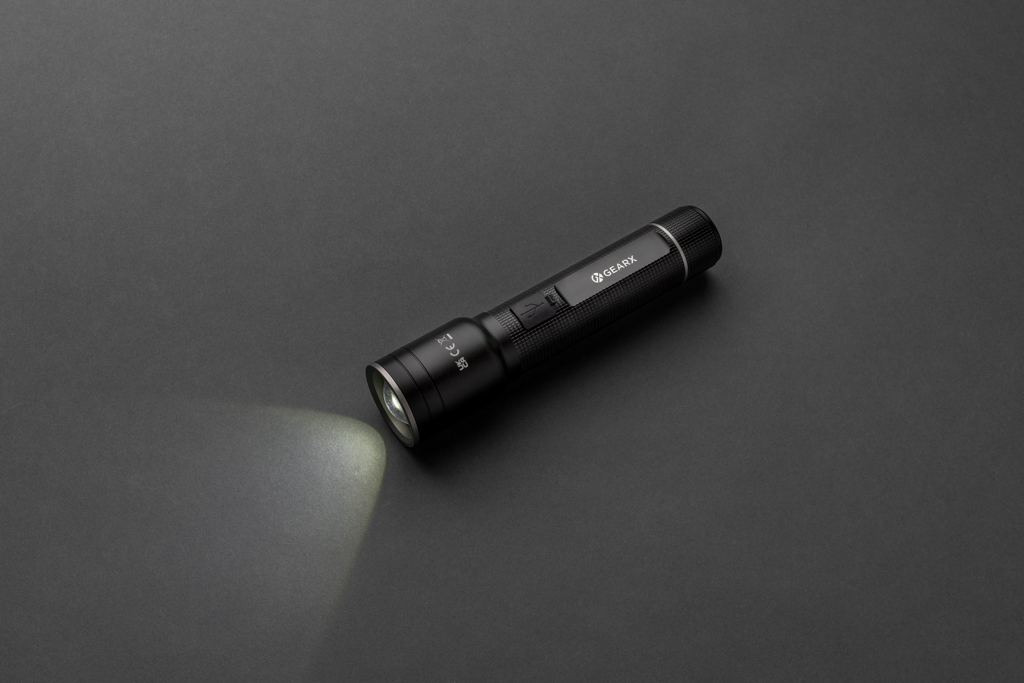 Heavy-Duty USB-Taschenlampe aus RCS recyceltem Aluminium