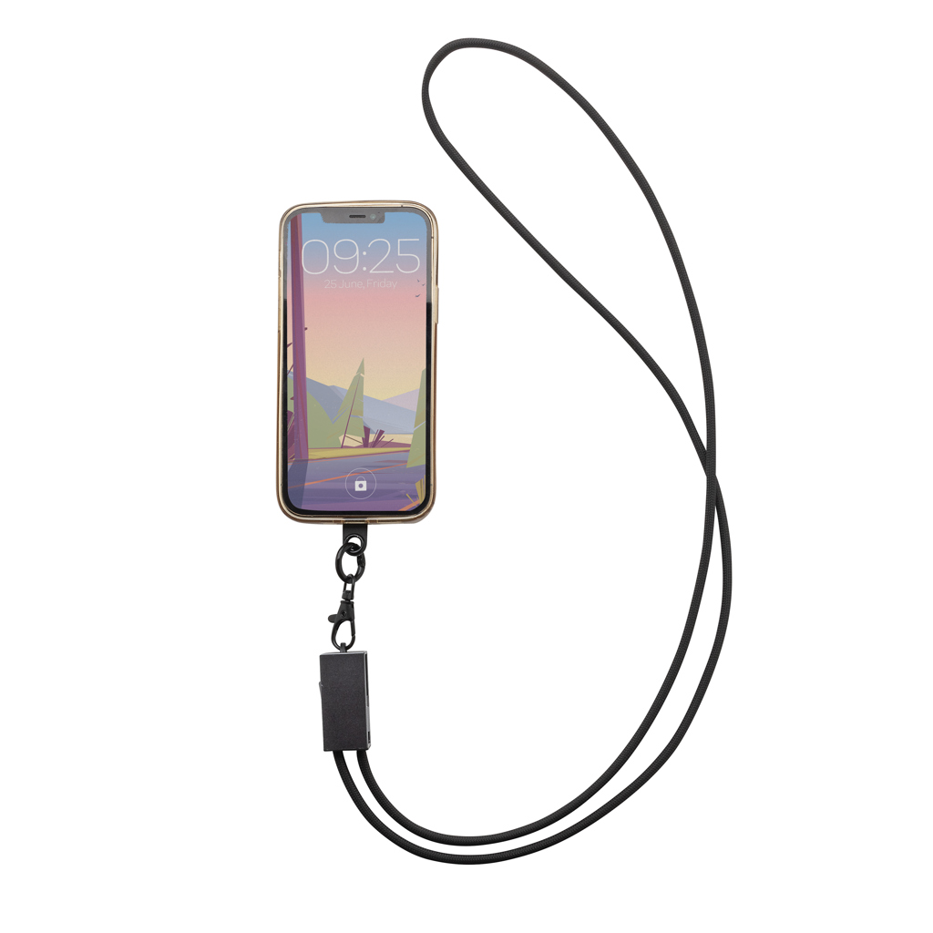 Terra 60Wduales Ladekabel aus RCS recyceltem PET mit Lanyard