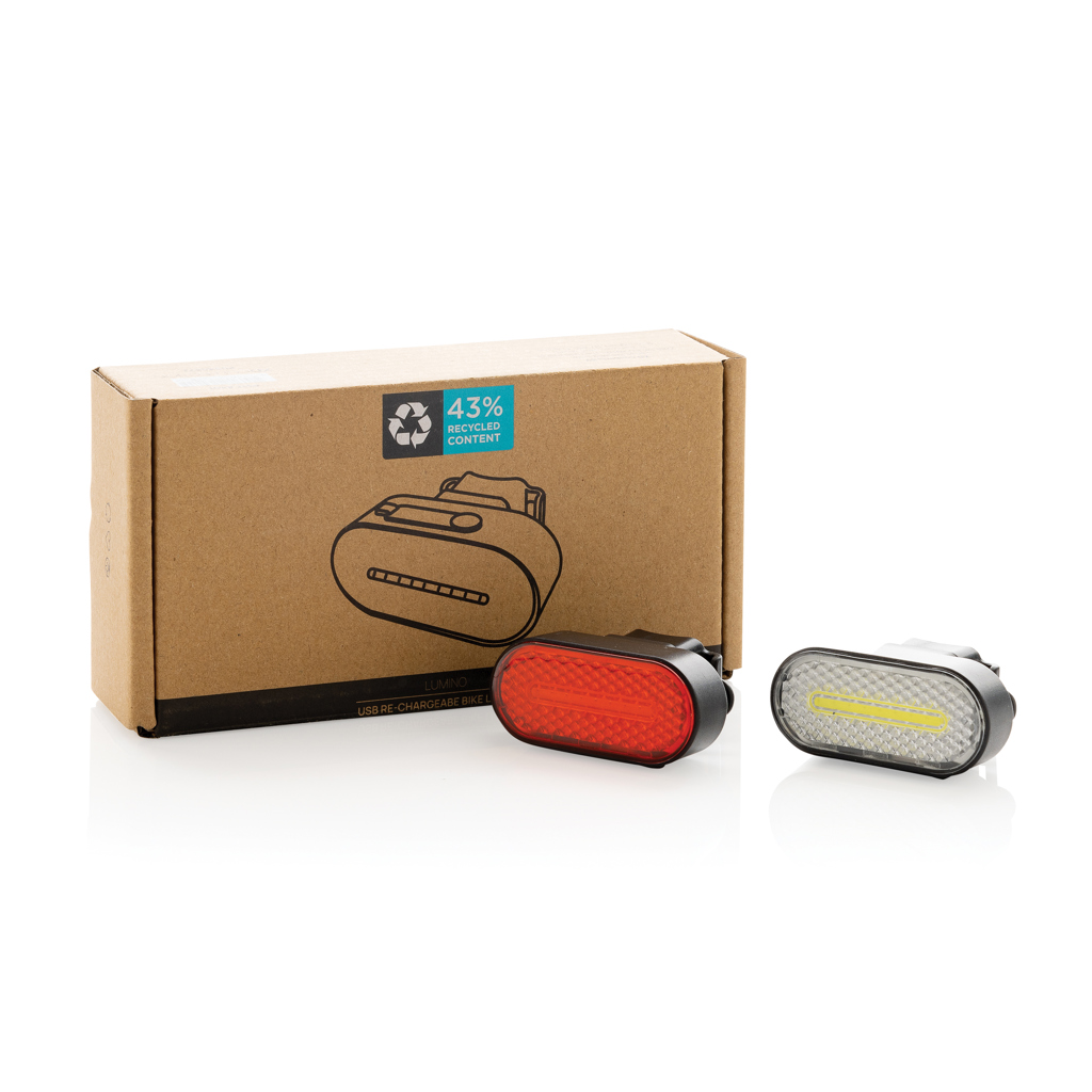 Lumino USB Fahrradlicht-Set aus RCS recyceltem Kunststoff