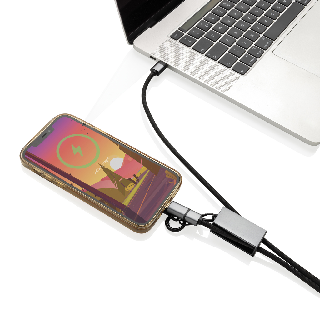 Terra 60Wduales Ladekabel aus RCS recyceltem PET mit Lanyard