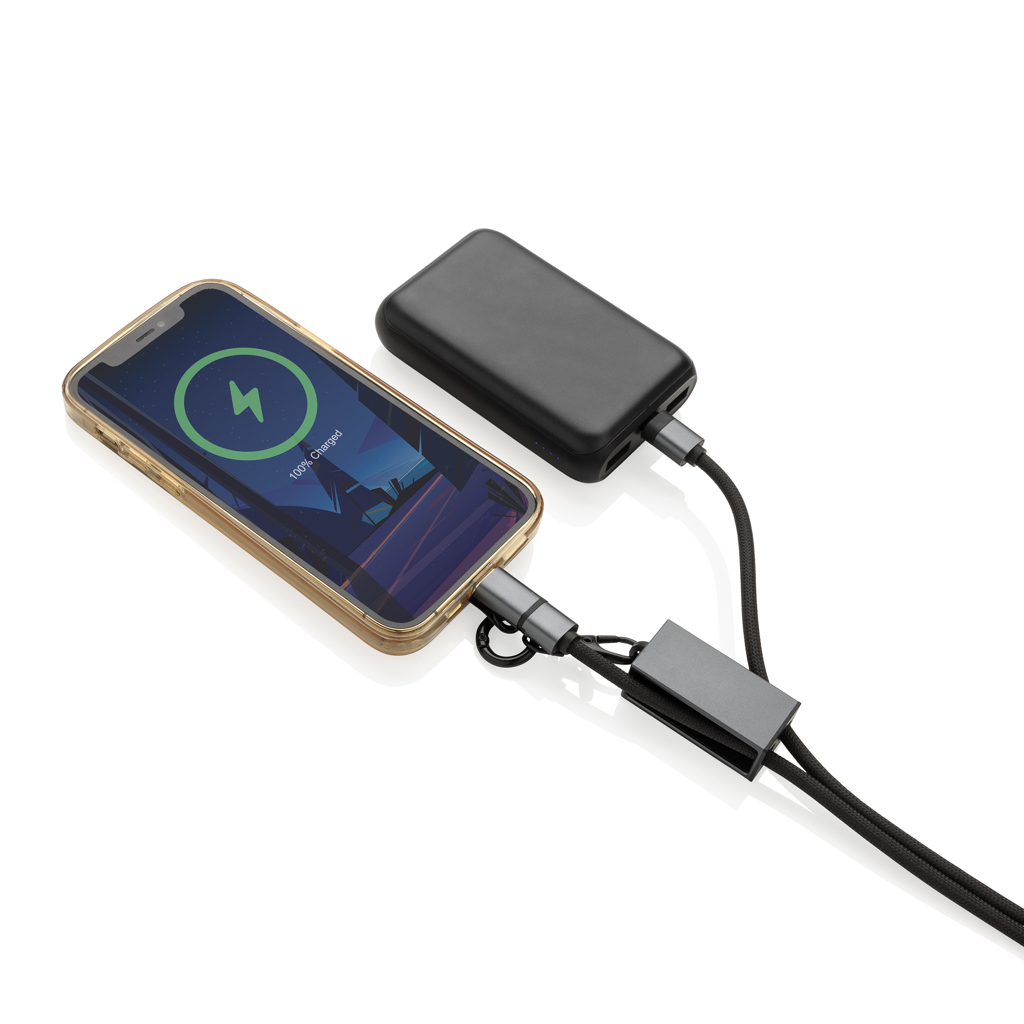 Terra 60Wduales Ladekabel aus RCS recyceltem PET mit Lanyard