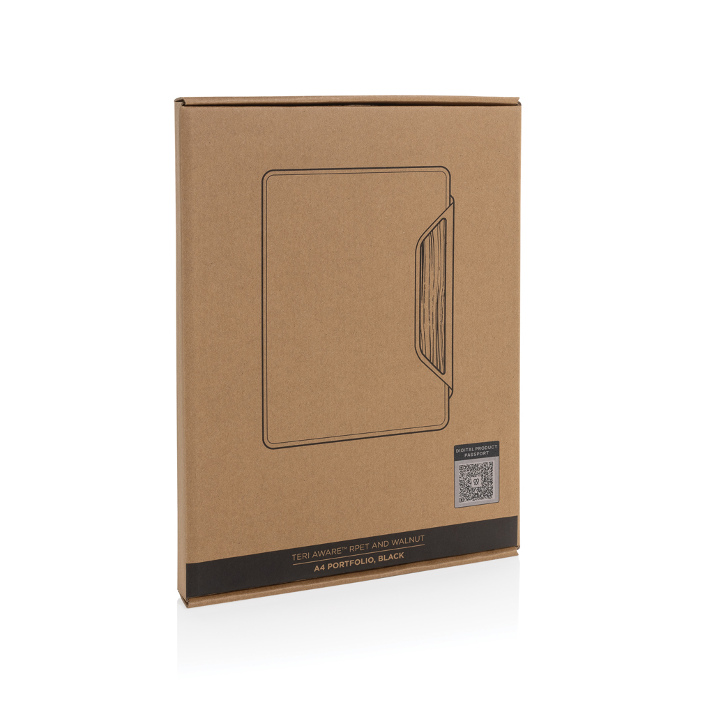 Teri AWARE™ A4 Portfolio aus RPET und Walnuss